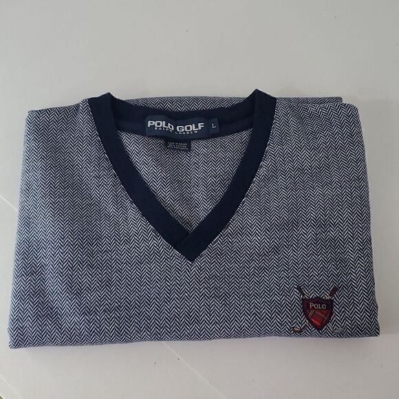 Polo Golf Ralph Lauren Men's Golf Sweater Vest Blue White Size L - Picture 5 of 7